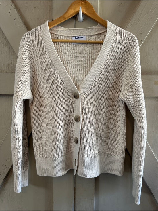 Old Navy Sweaters - Old Navy Cream 100% Cotton Knit Cardigan Sweater Womens Small Button Front